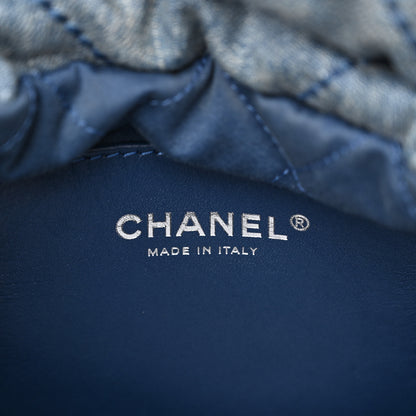 Chanel Washed Denim Quilted Studded Mini Chanel 22 Blue 6 of 10