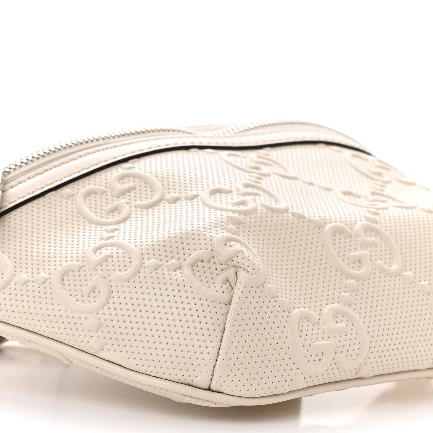 Calfskin GG Tennis Embossed Belt Bag Mystic White