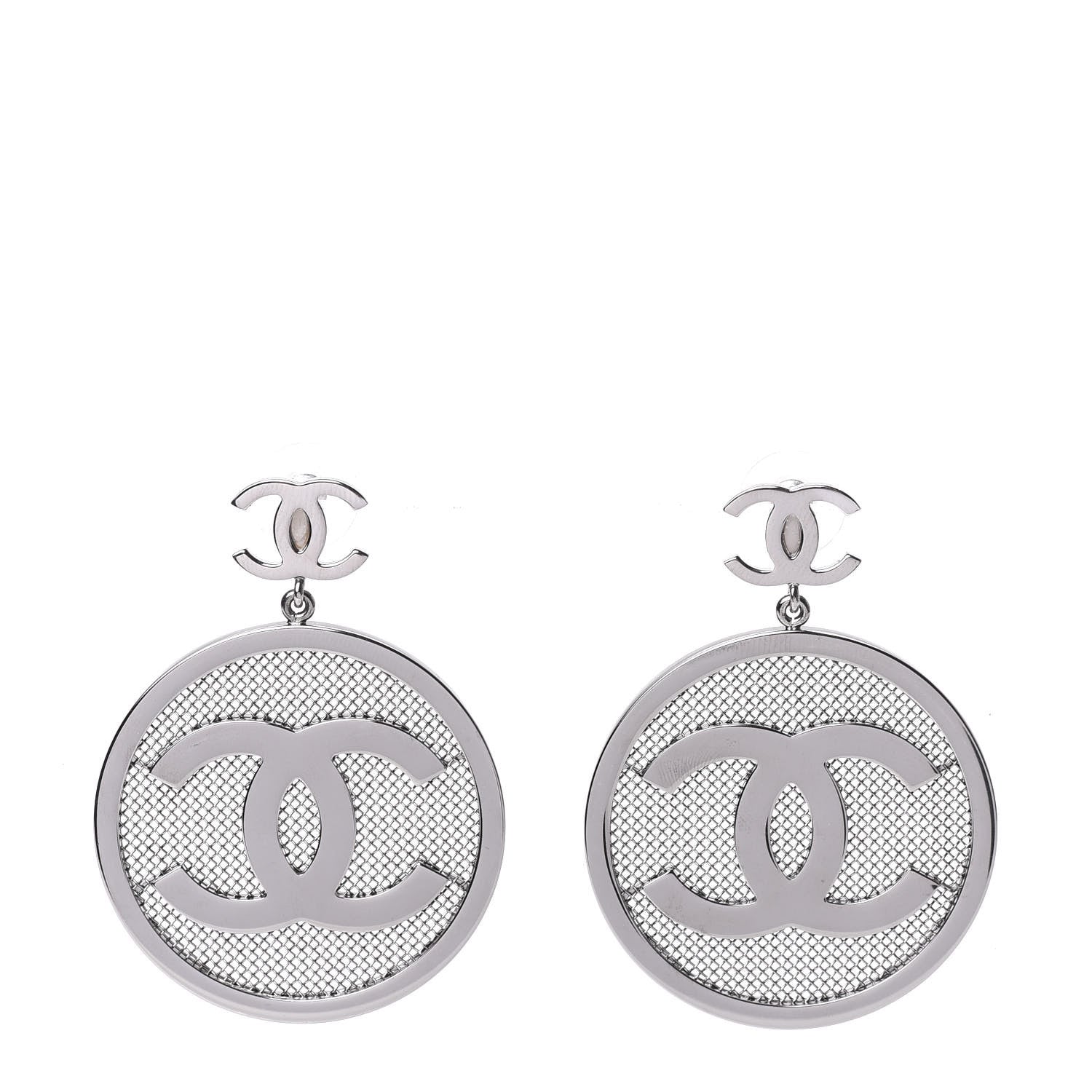 Chanel Mesh CC Earrings Ruthenium 1 of 5
