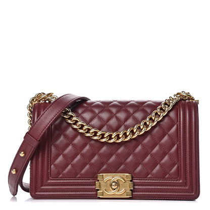 Chanel Calfskin Quilted Medium Boy Flap Burgundy 1 of 12