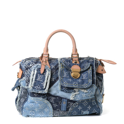 Louis Vuitton Denim Patchwork Speedy 30 Blue 1 of 4