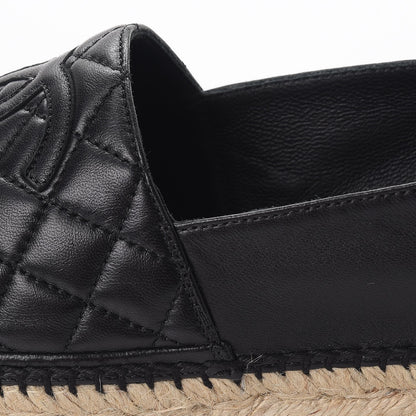 Chanel Lambskin Quilted CC Espadrilles 38 Black 10 of 12