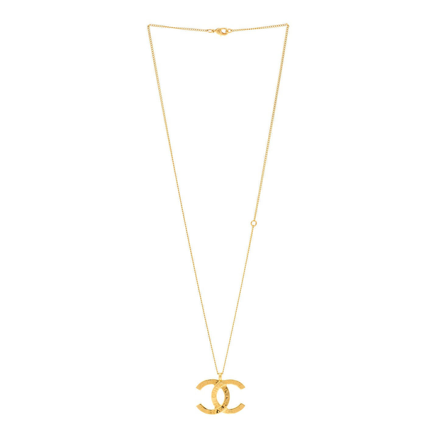 Metal CC Paris Button Necklace Gold