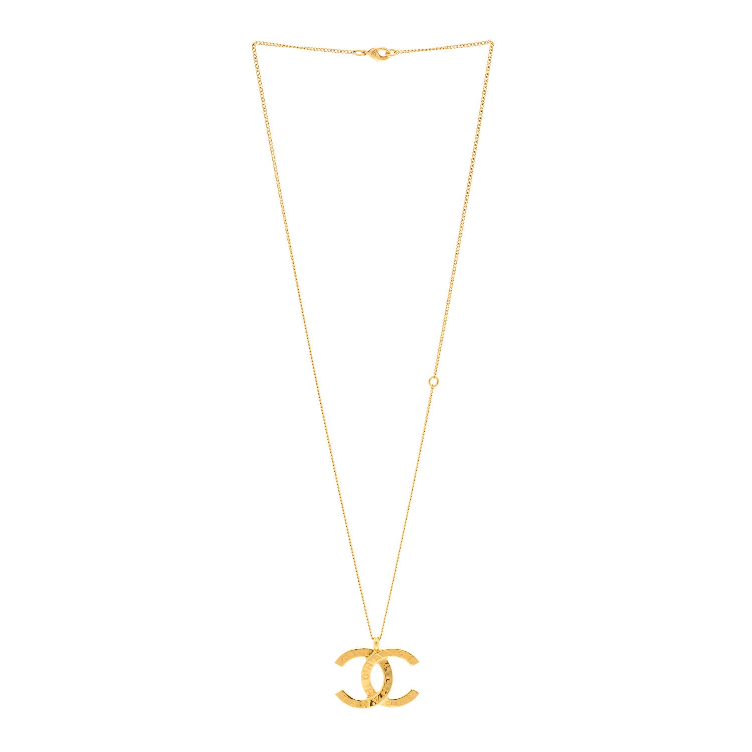 Chanel Metal CC Paris Button Necklace Gold 3 of 6