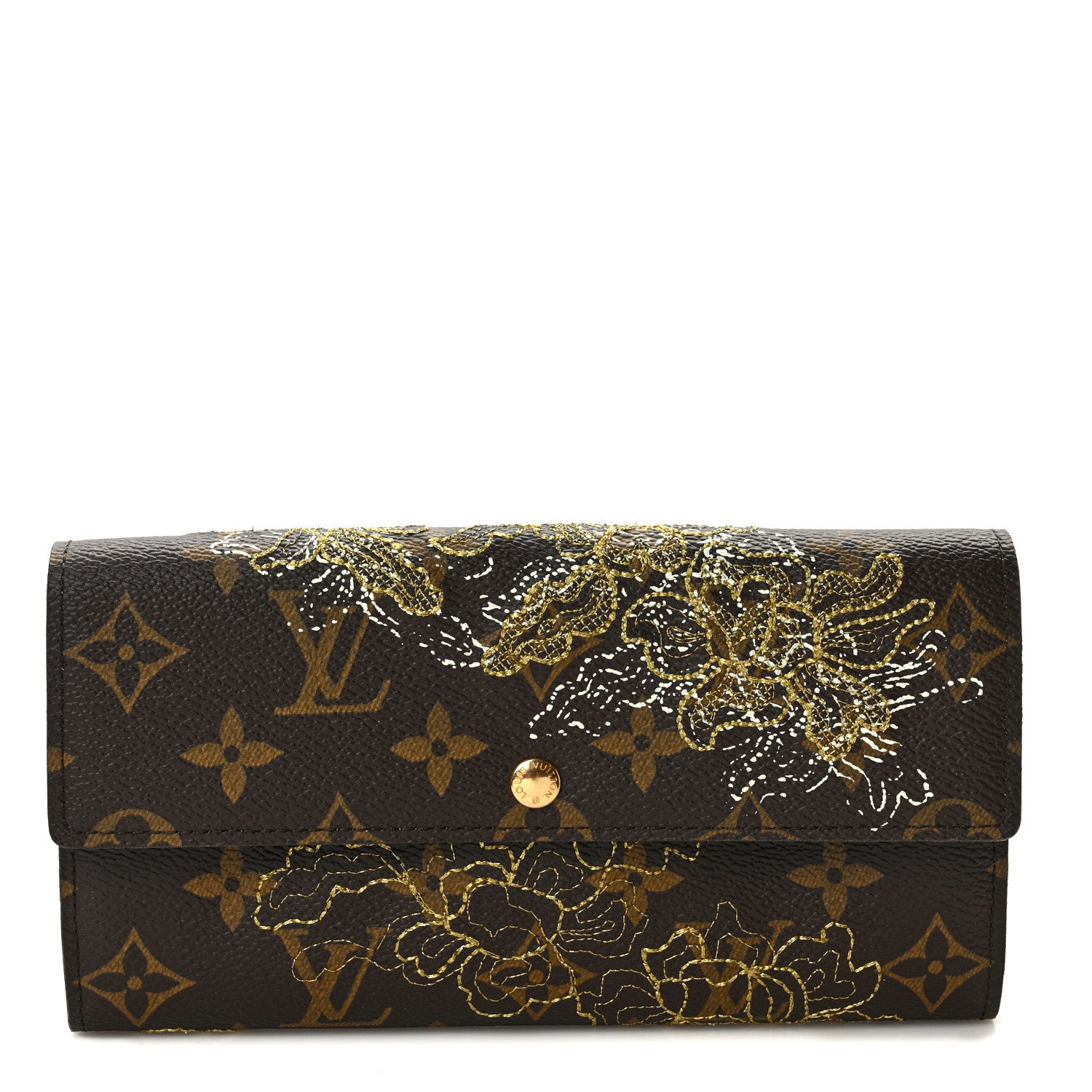Louis Vuitton Monogram Dentelle Sarah Wallet Gold 1 of 9