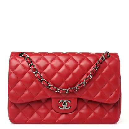 Chanel Lambskin Quilted Jumbo Double Flap Red 1 of 9