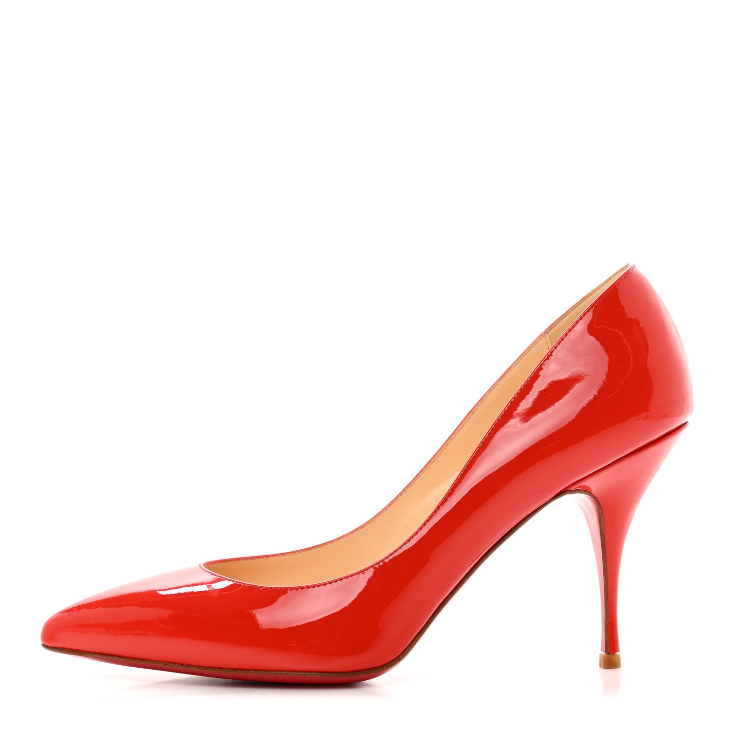 Christian Louboutin Patent Piou Piou 85 Pumps 38.5 Mandarin Red 1 of 8