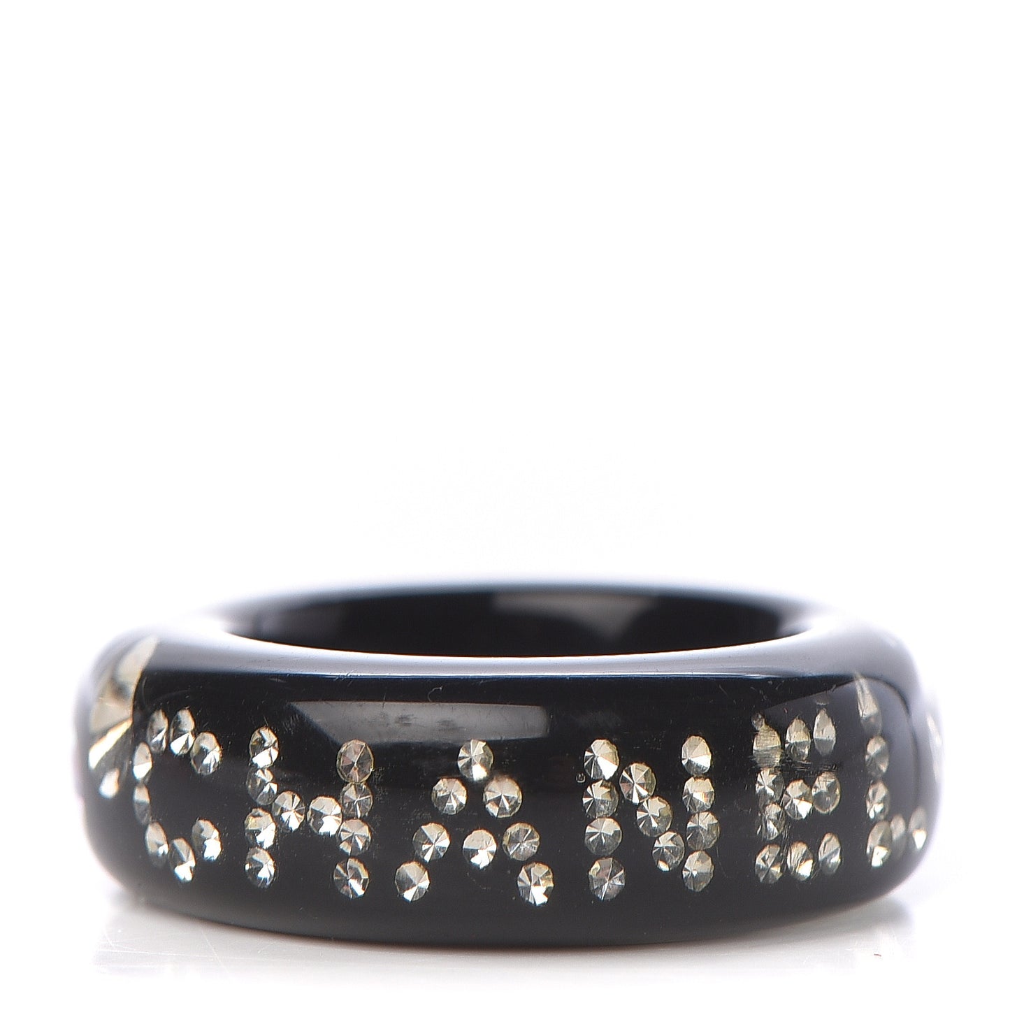Resin Crystal CC Logo Ring 7 Black