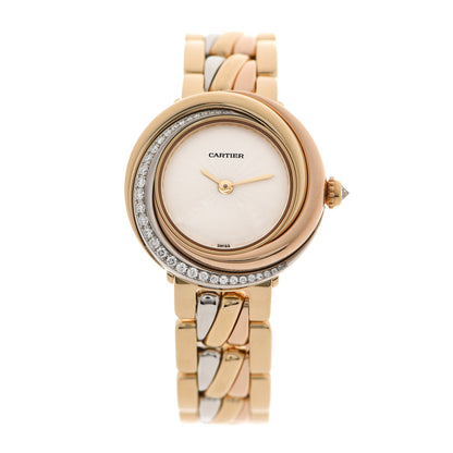 Cartier 18K Pink Yellow White Gold Diamond 27mm Trinity Quartz Watch 1 of 4