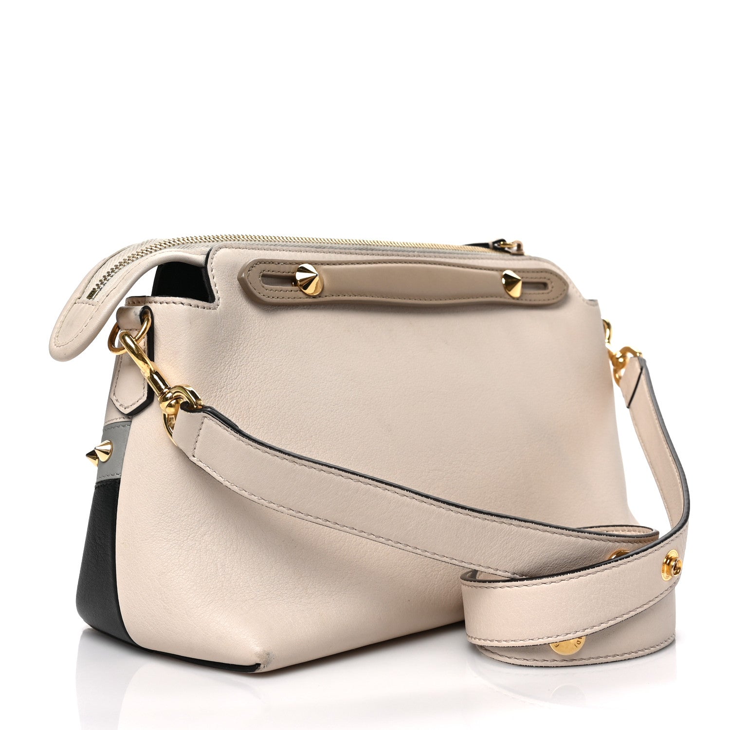 Fendi Vitello Dolce Monster Eyes Inlay Studded Medium By The Way Boston Bag Camelia Black Multicolor 3 of 8