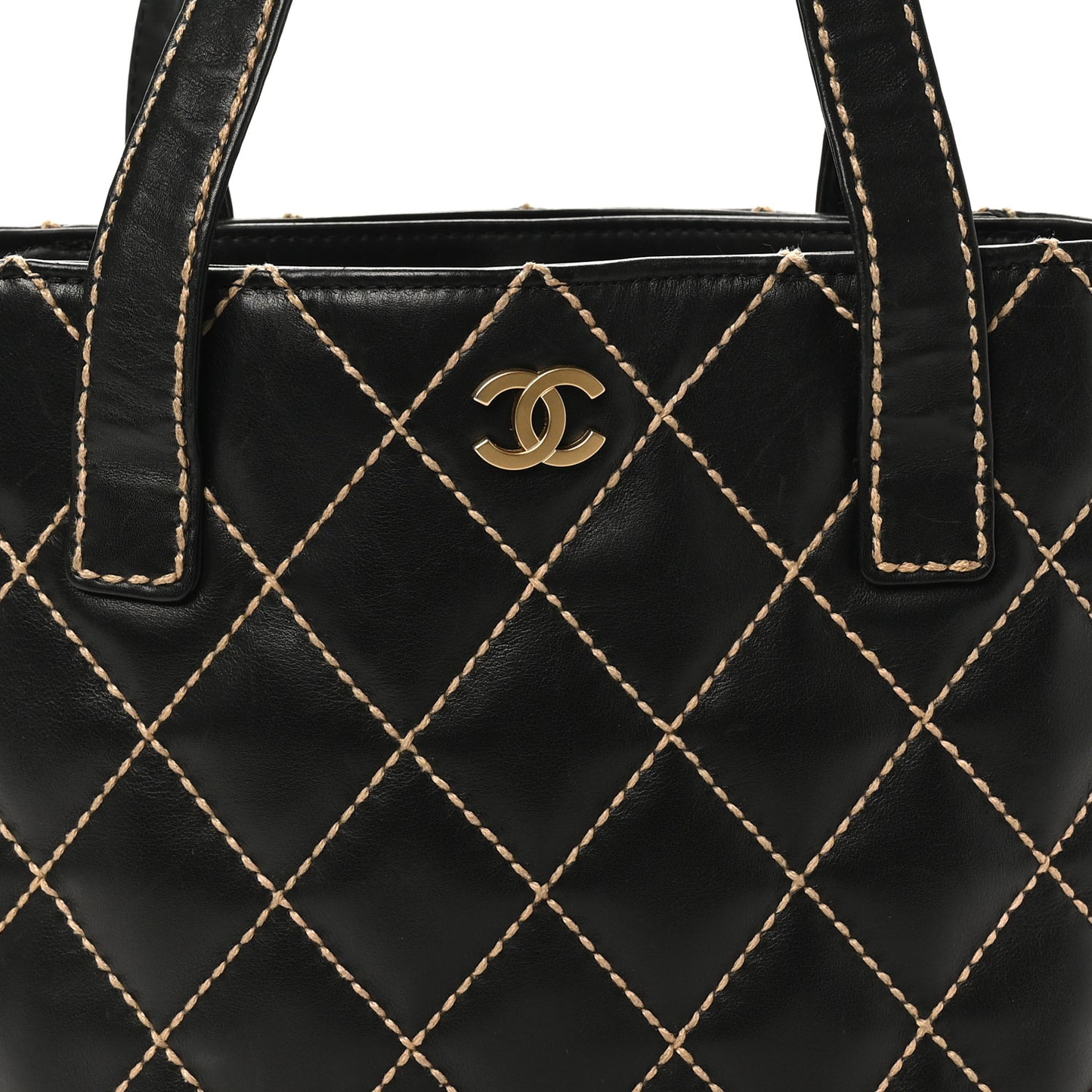 Calfskin Wild Stitch Tote Black
