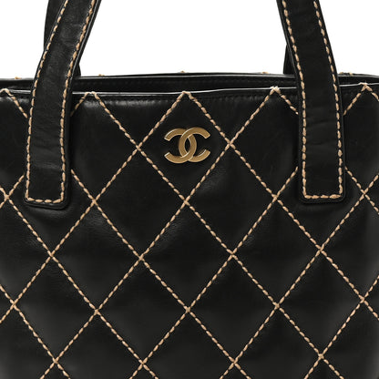 Chanel Calfskin Wild Stitch Tote Black 7 of 9