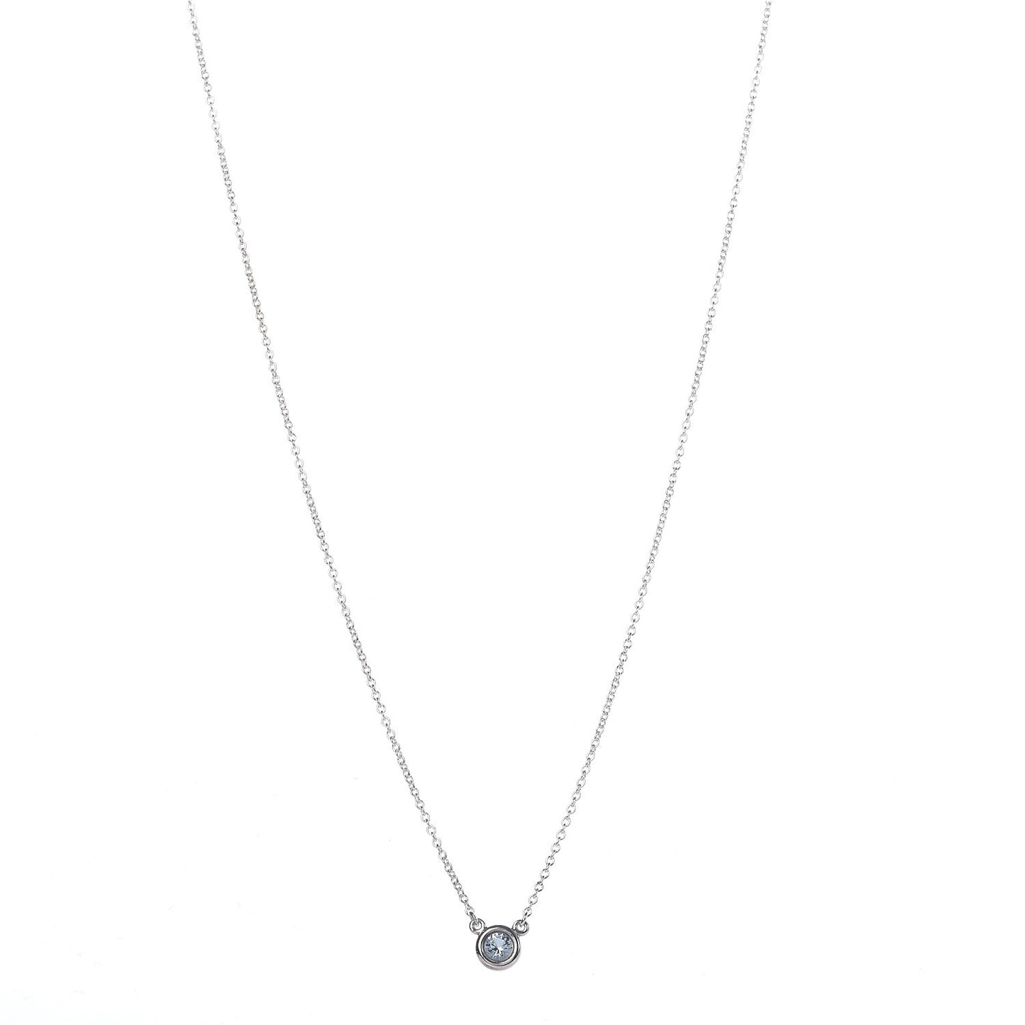 Sterling Silver Aquamarine Elsa Peretti Color By The Yard Pendant Necklace