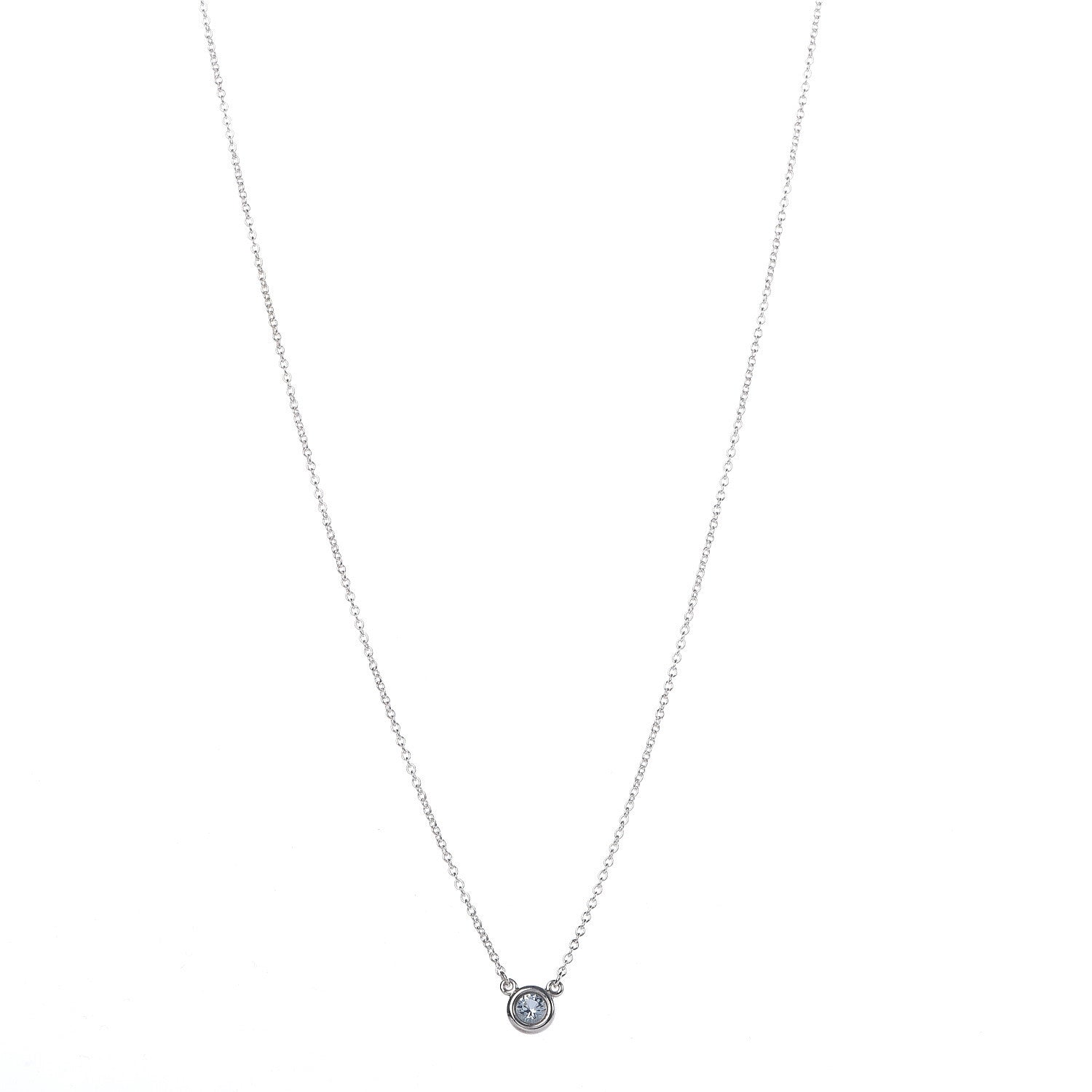 Tiffany Sterling Silver Aquamarine Elsa Peretti Color By The Yard Pendant Necklace 1 of 6