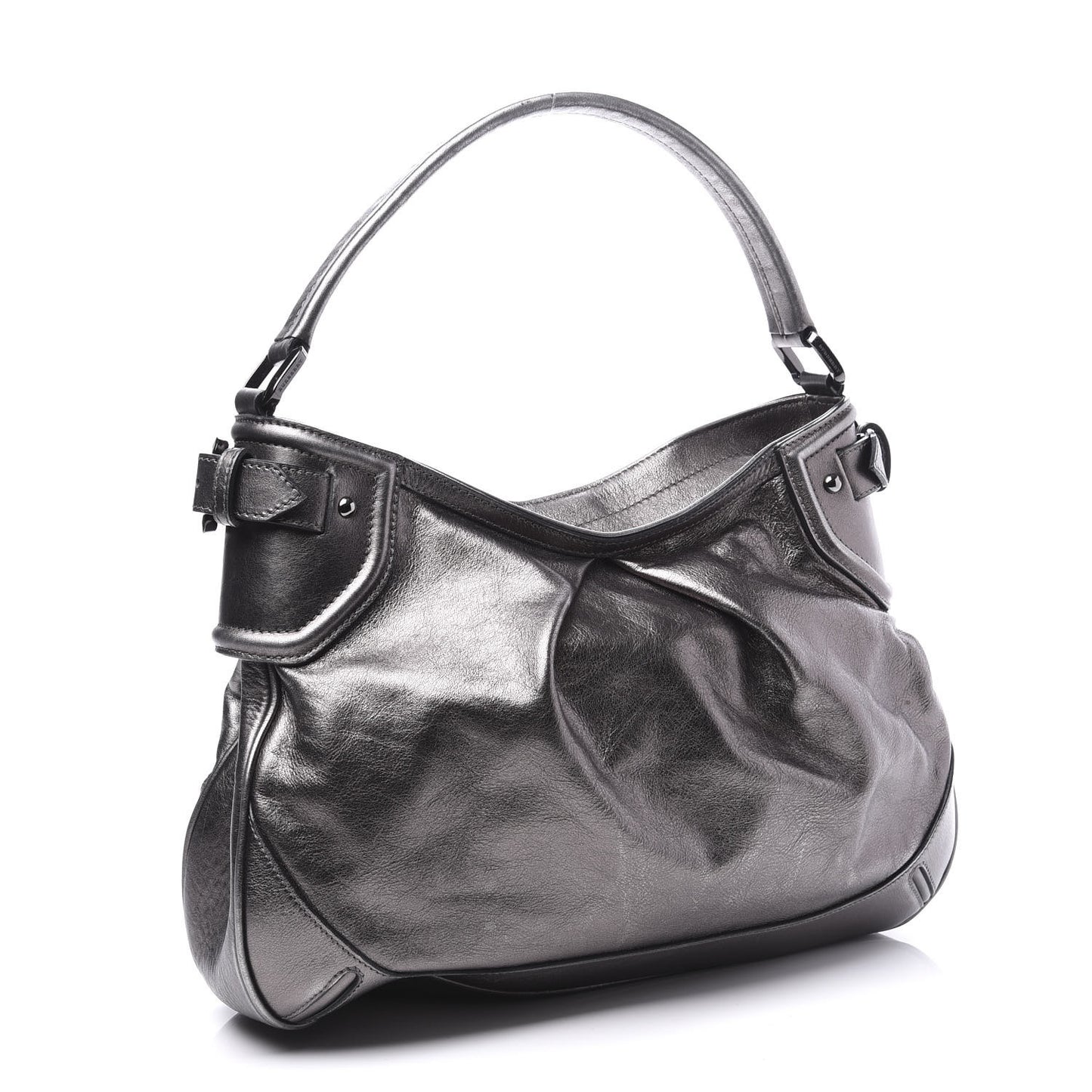 Metallic Calfskin Shoulder Bag Anthracite