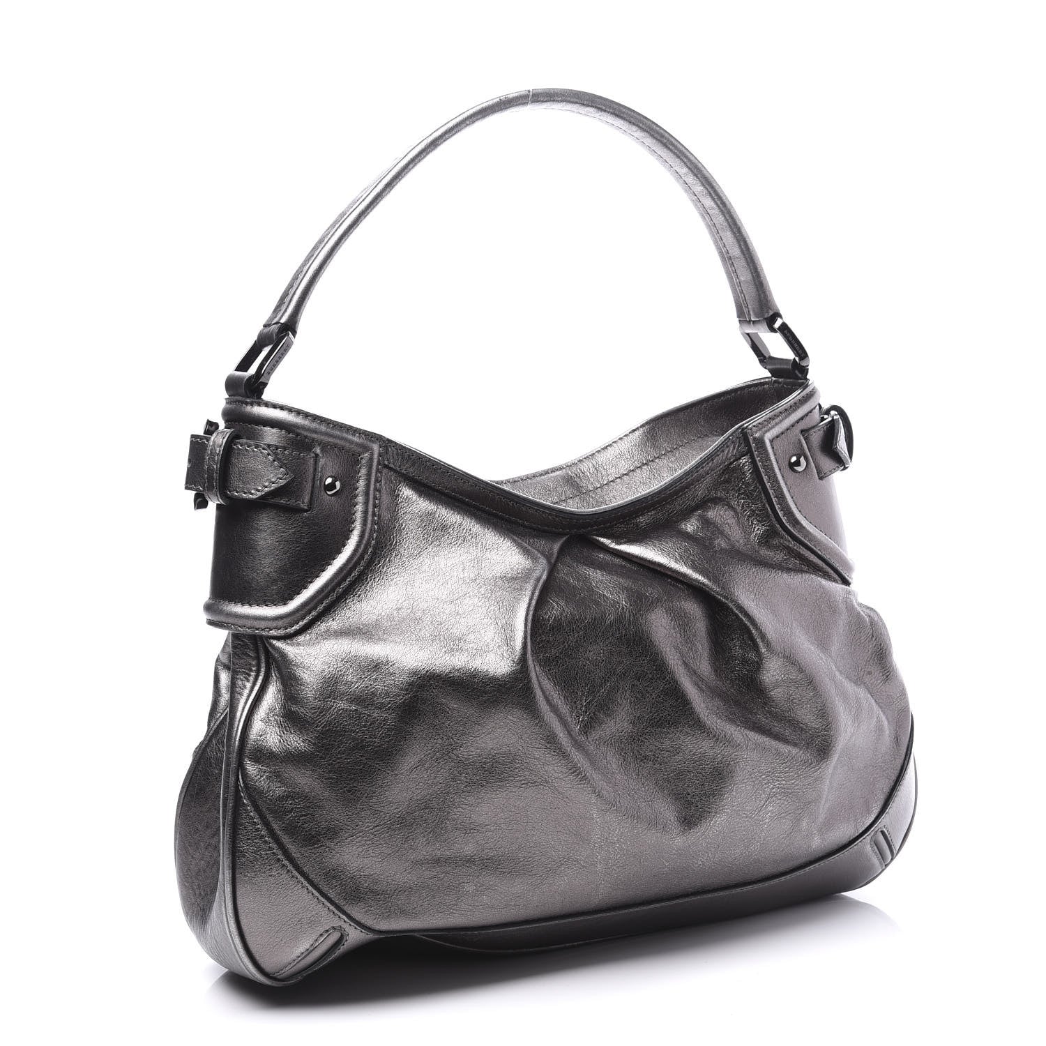 Burberry Metallic Calfskin Shoulder Bag Anthracite 2 of 11