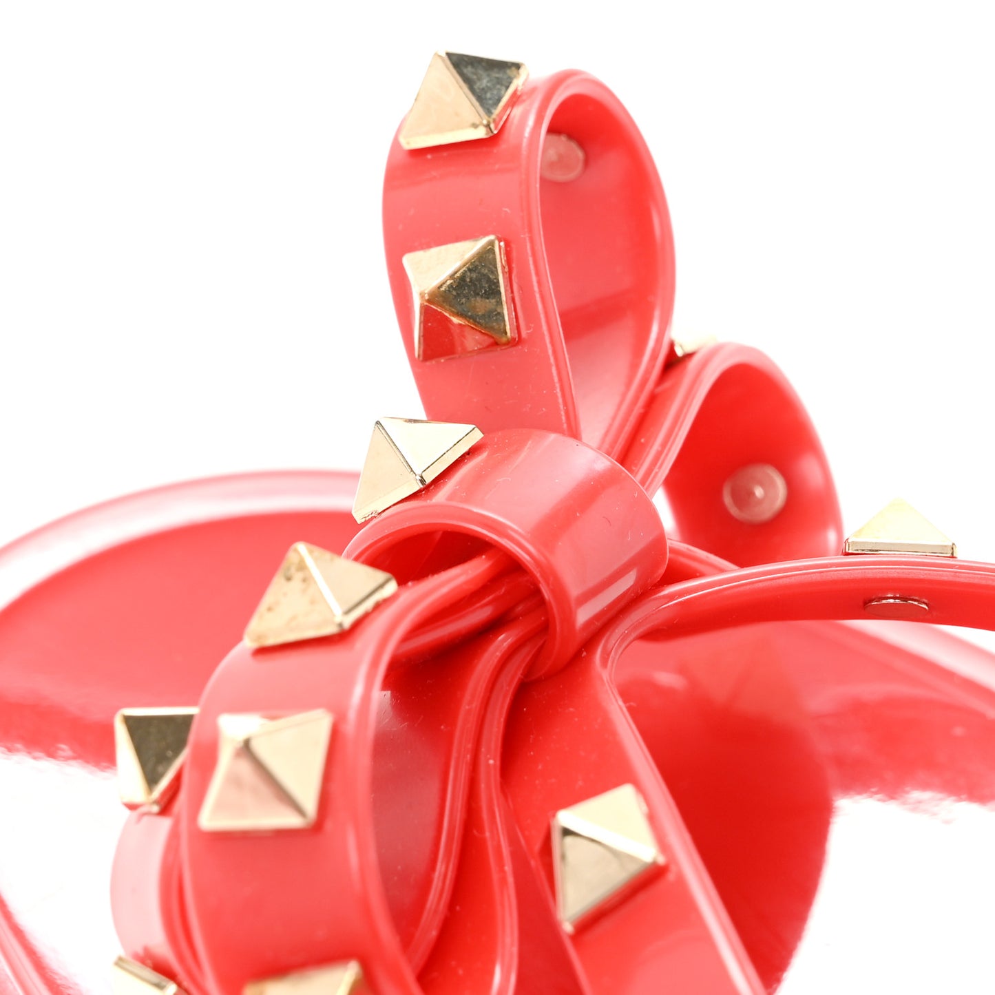 PVC Jelly Rockstud Bow Thong Sandals 35 Rosso Valentino