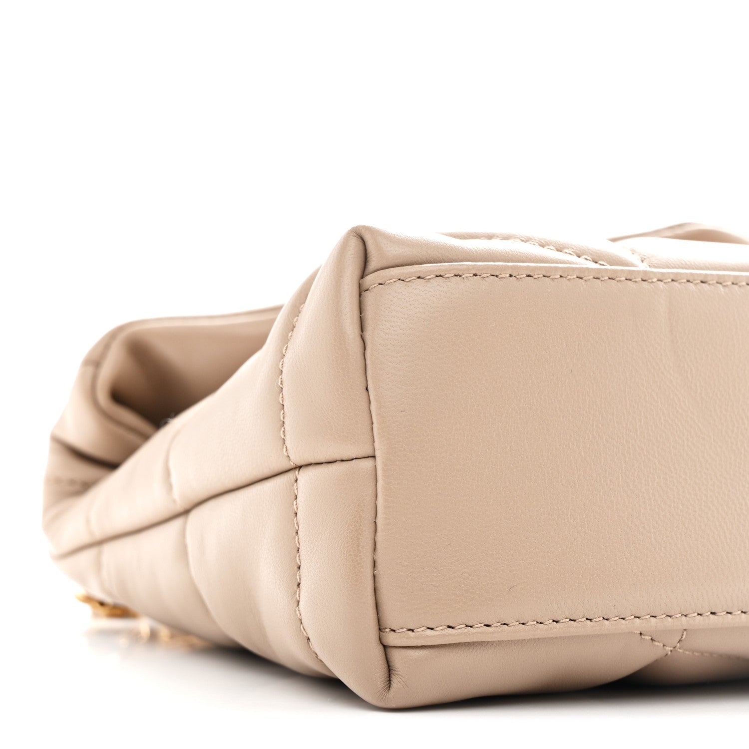 Saint Laurent Lambskin Quilted Toy Loulou Puffer Monogram Chain Satchel Dark Beige 9 of 11