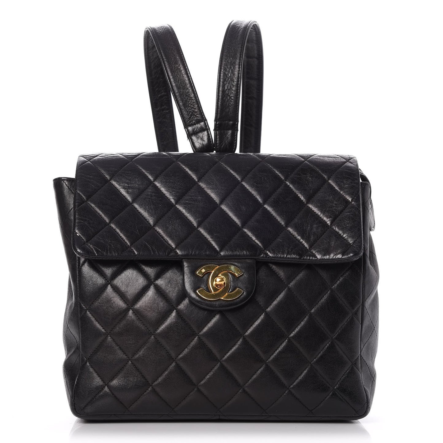 Lambskin Quilted Backpack Black