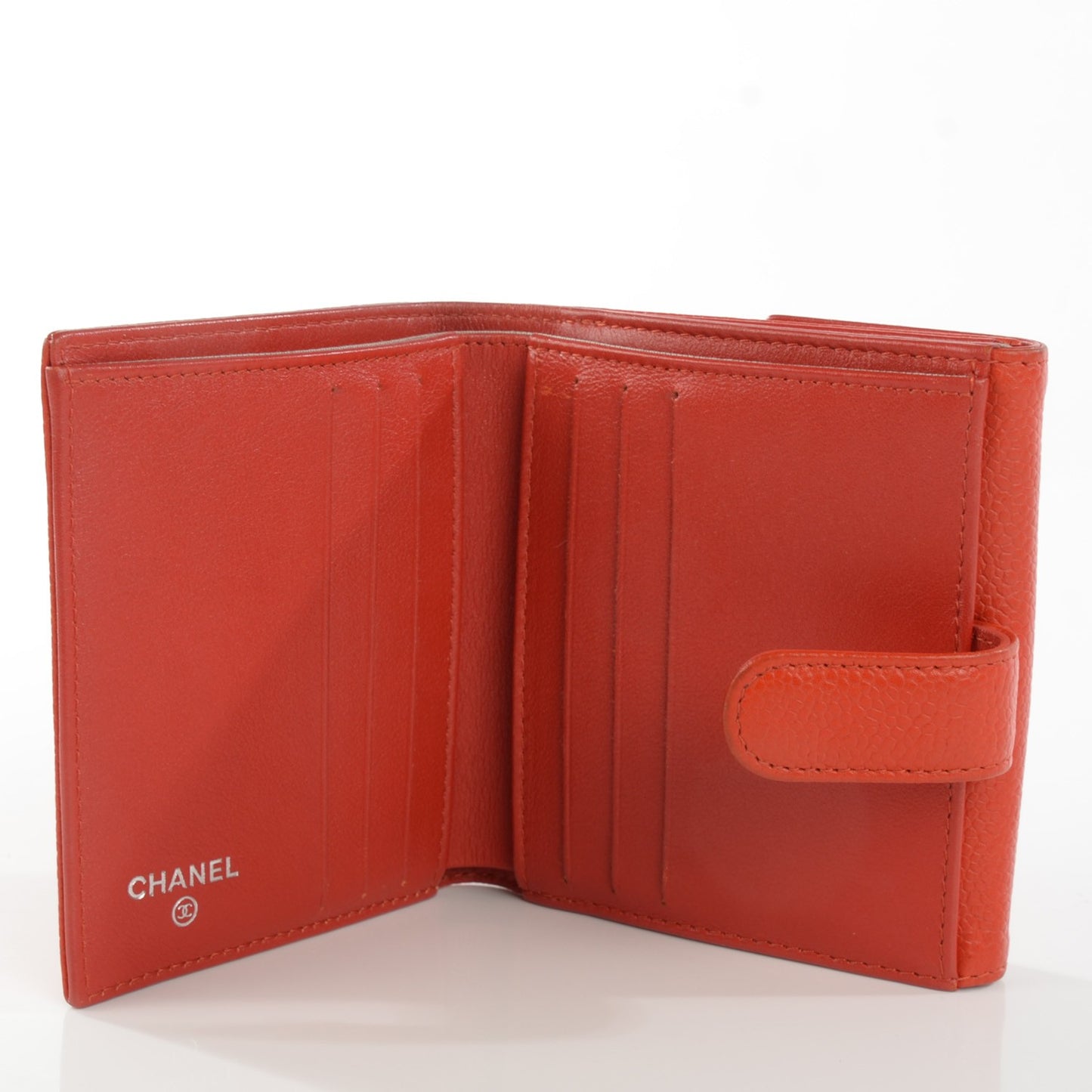 Caviar Small Timeless CC Flap Wallet Orange