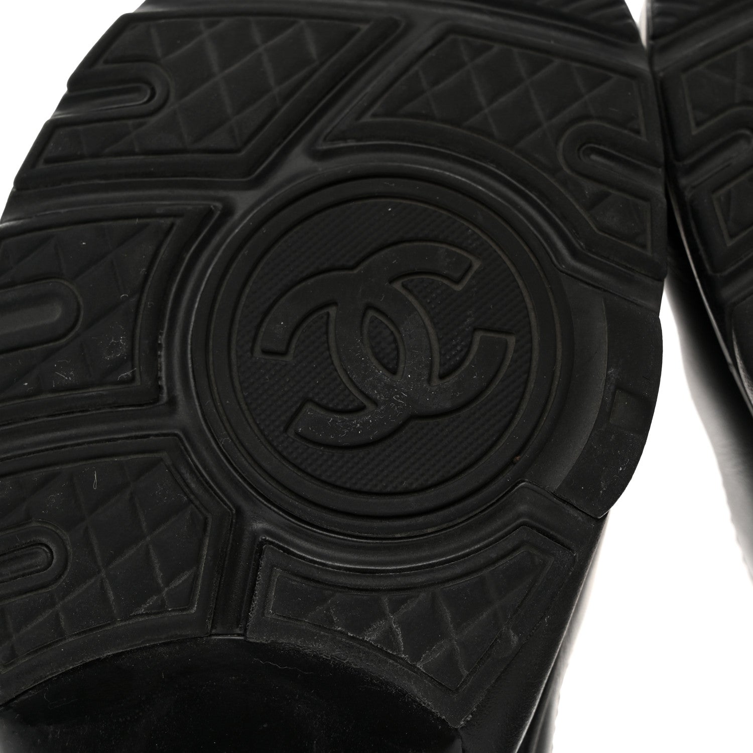 Chanel Lambskin Fabric CC Sneakers 36.5 Black 6 of 9