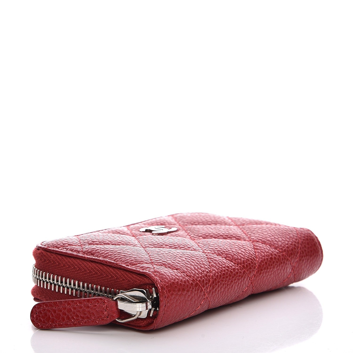 Chanel Pearly Caviar Quilted Zip Coin Purse Dark Pink 4 of 8
