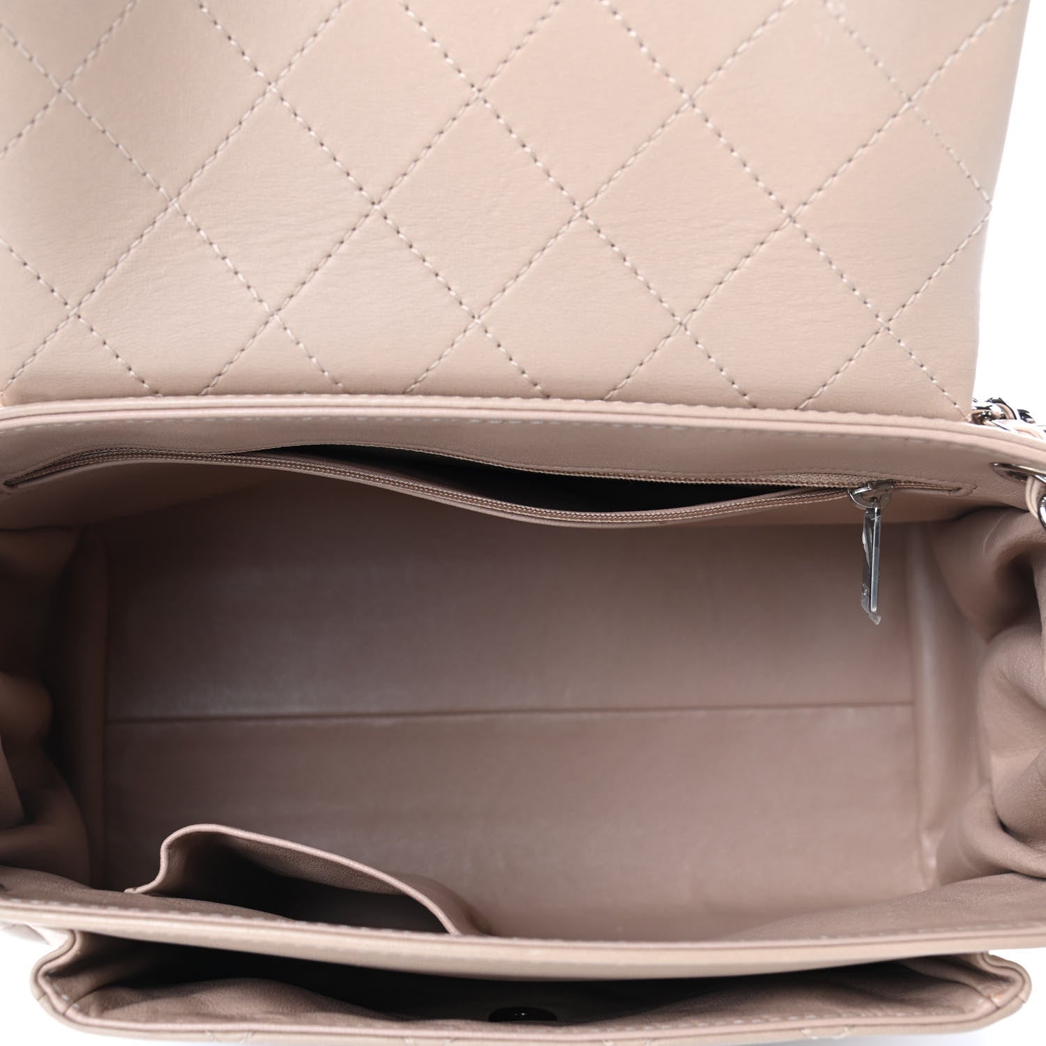 Chanel Lambskin Quilted CC Accordion Shopping Bag Beige 4 of 4