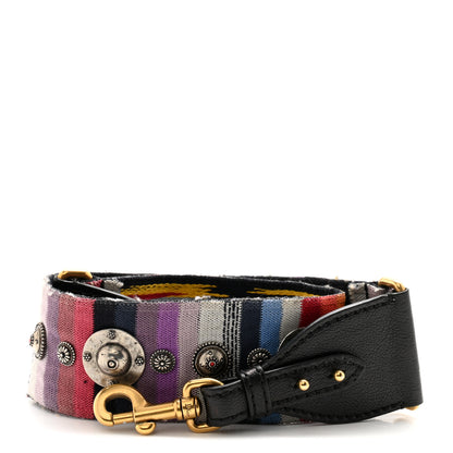 Christian Dior Canvas Embroidered Studded Rainbow Shoulder Strap 1 of 8