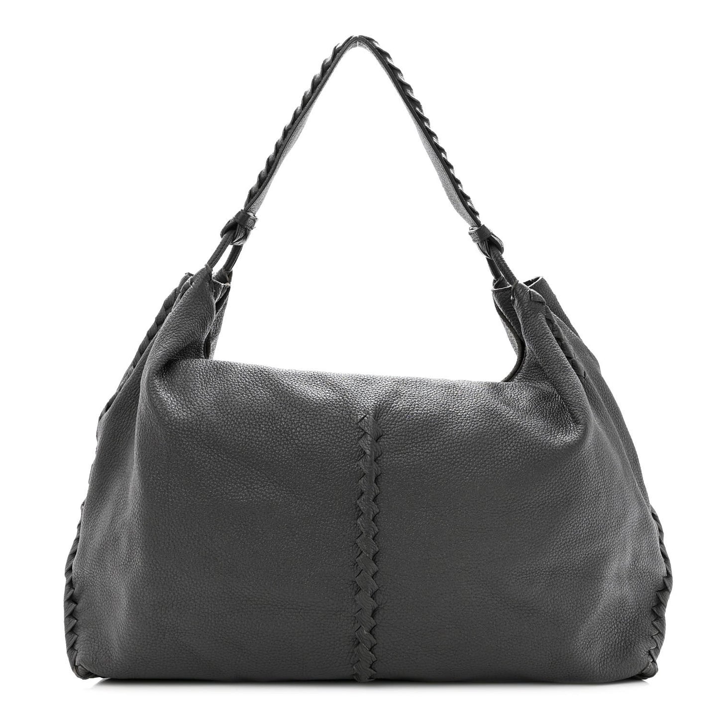 Washed Cervo Deerskin Shoulder Bag New Light Grey