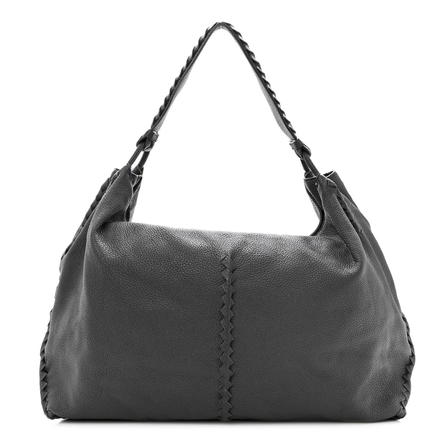 Bottega Veneta Washed Cervo Deerskin Shoulder Bag New Light Grey 1 of 9