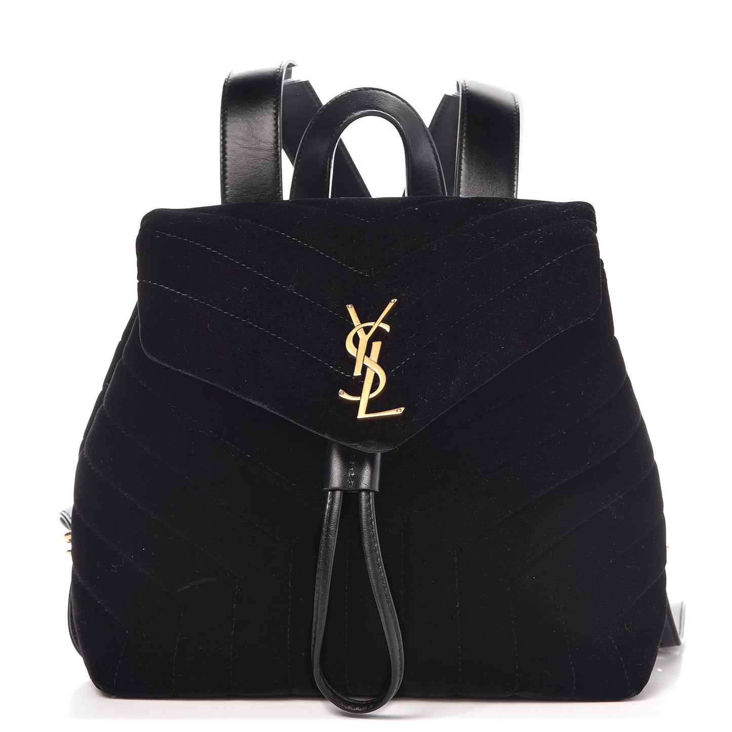 Velvet Y Quilted Monogram Small Loulou Backpack Black