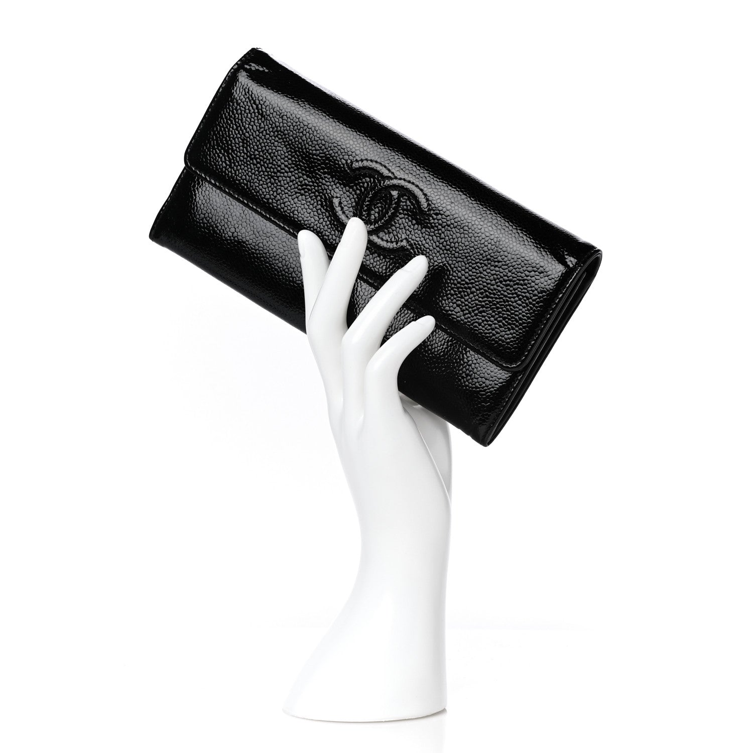 Chanel Patent Caviar Timeless CC Large Gusset Flap Wallet Black 2 of 7