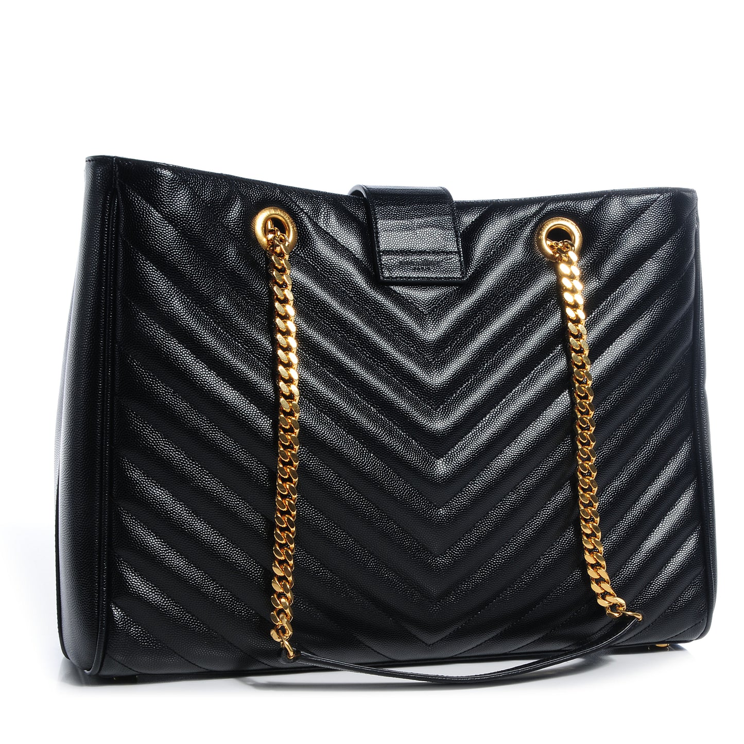 Matelasse Chevron Monogram Shopping Bag Black