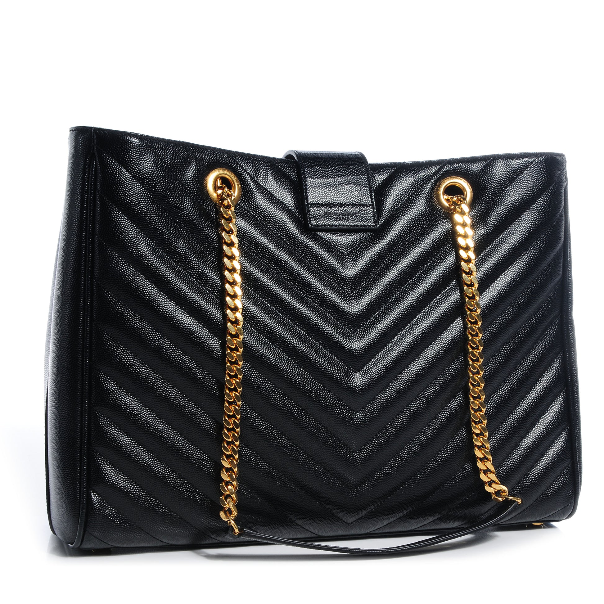 Saint Laurent Matelasse Chevron Monogram Shopping Bag Black 3 of 9