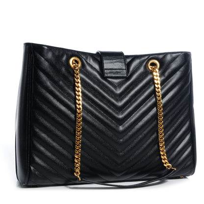 Saint Laurent Matelasse Chevron Monogram Shopping Bag Black 3 of 9