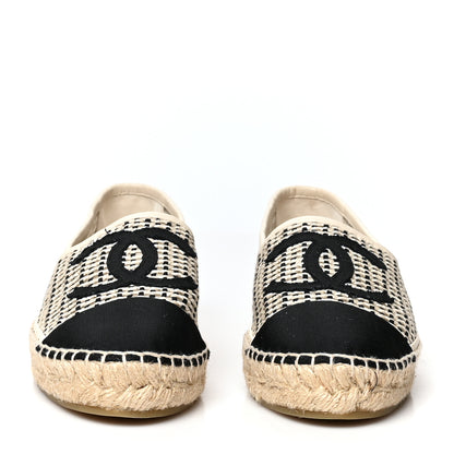 Chanel Mesh Grosgrain CC Espadrilles 38 Beige Black 2 of 8