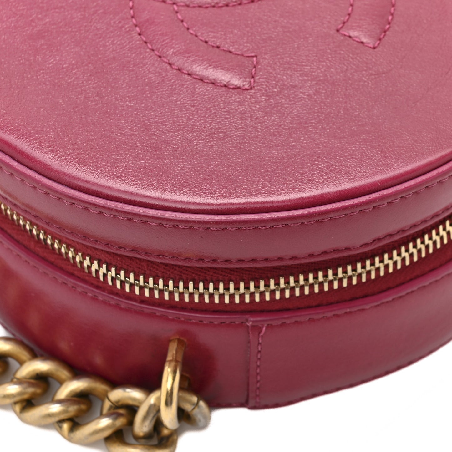 Glazed Calfskin Round As Earth Evening Bag Rouge