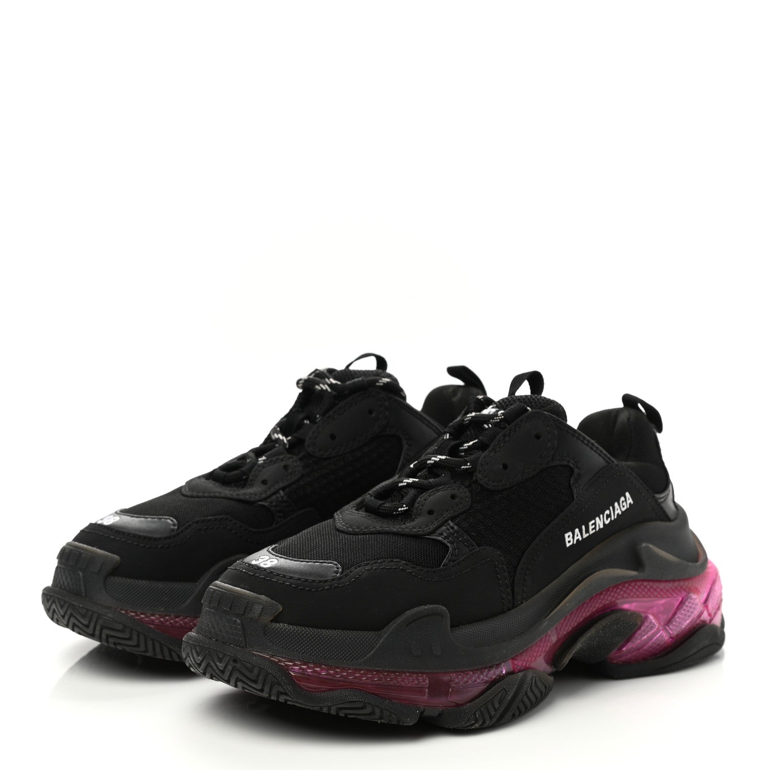 Balenciaga Fabric Mesh Clear Sole Womens Triple S Sneakers 38