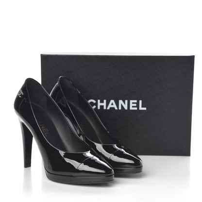 Chanel Patent Cap Toe CC Pumps 38.5 Black 12 of 12