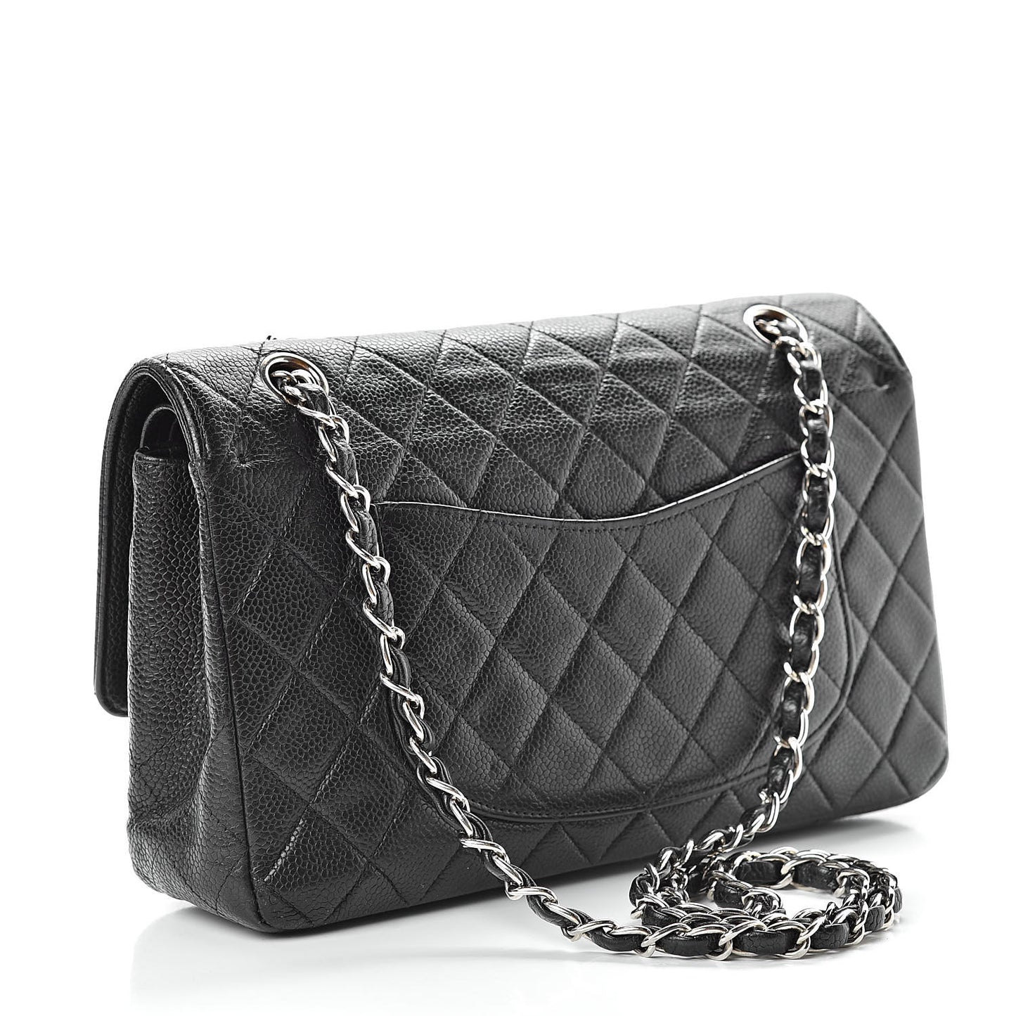 Caviar Quilted Medium Double Flap Black