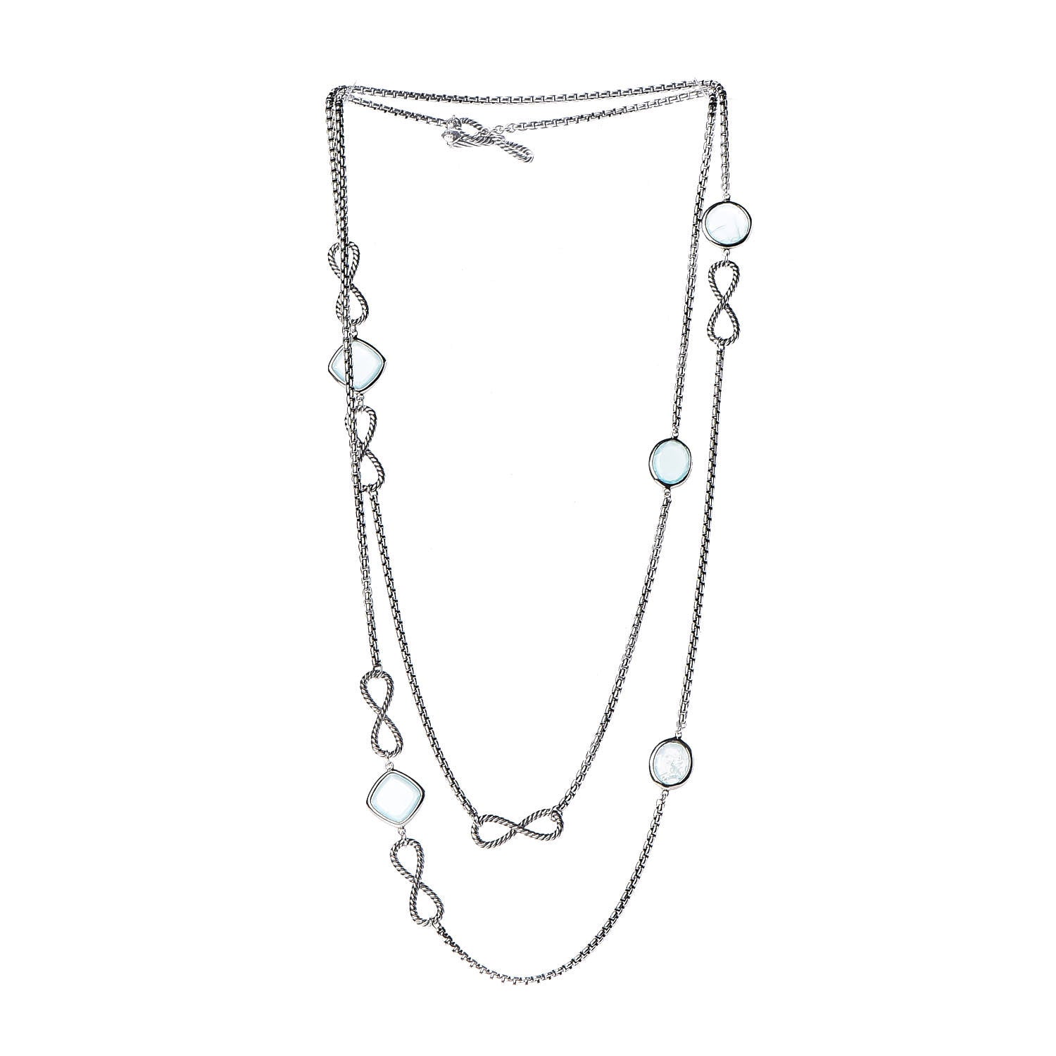 David Yurman Sterling Silver Chalcedony Infinity Necklace 3 of 4