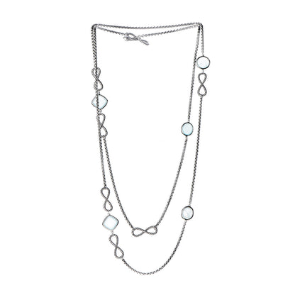David Yurman Sterling Silver Chalcedony Infinity Necklace 3 of 4