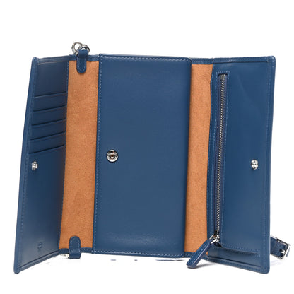 MCM Vintage Jacquard Monogram Aren Chain Wallet Crossbody Blue 4 of 6