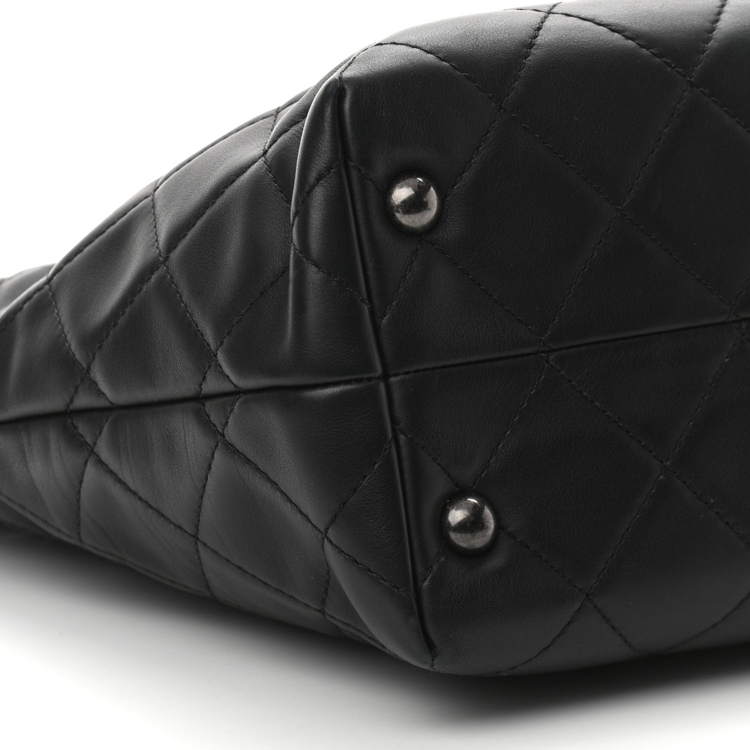 Chanel Sheepskin Quilted Chain Handle Large Shopping Tote Black 9 of 10