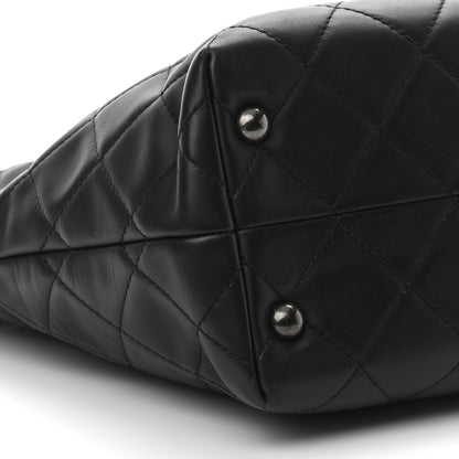 Chanel Sheepskin Quilted Chain Handle Large Shopping Tote Black 9 of 10
