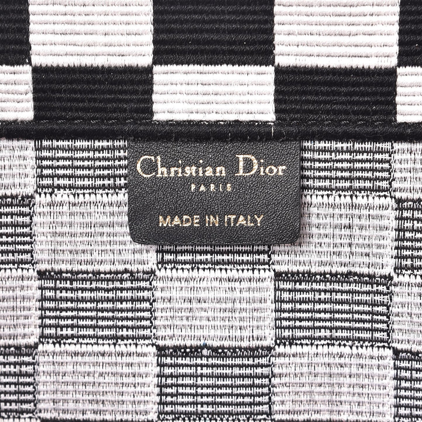 Canvas Embroidered Checkered Book Tote Black White