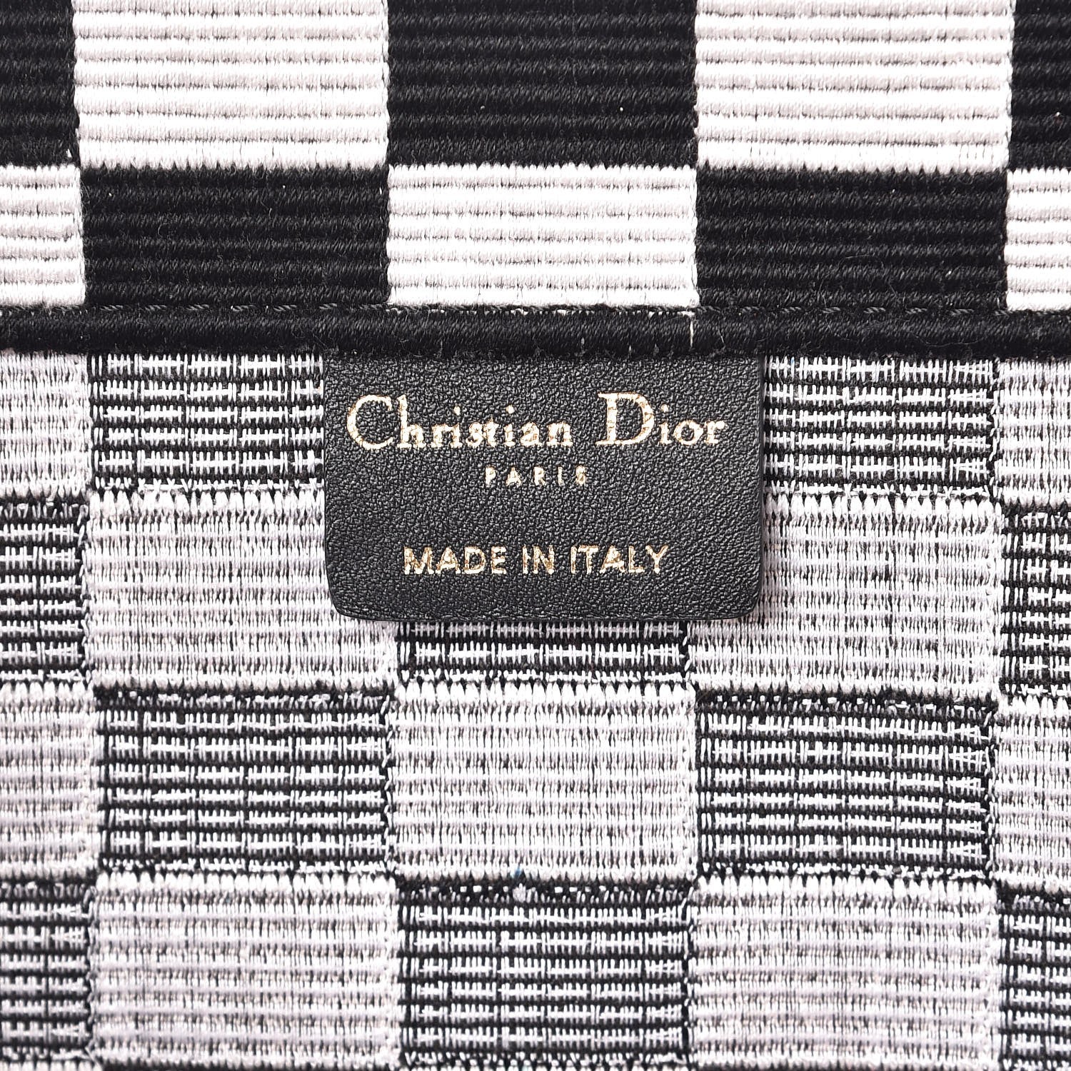 Christian Dior Canvas Embroidered Checkered Book Tote Black White 6 of 12