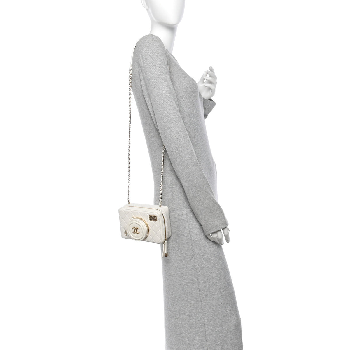 Lambskin Quilted Coco Click Bag White