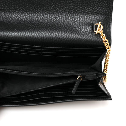 Gucci Dollar Calfskin GG Supreme Monogram Petite GG Marmont Wallet Chain Bag Black Beige Ebony 5 of 10
