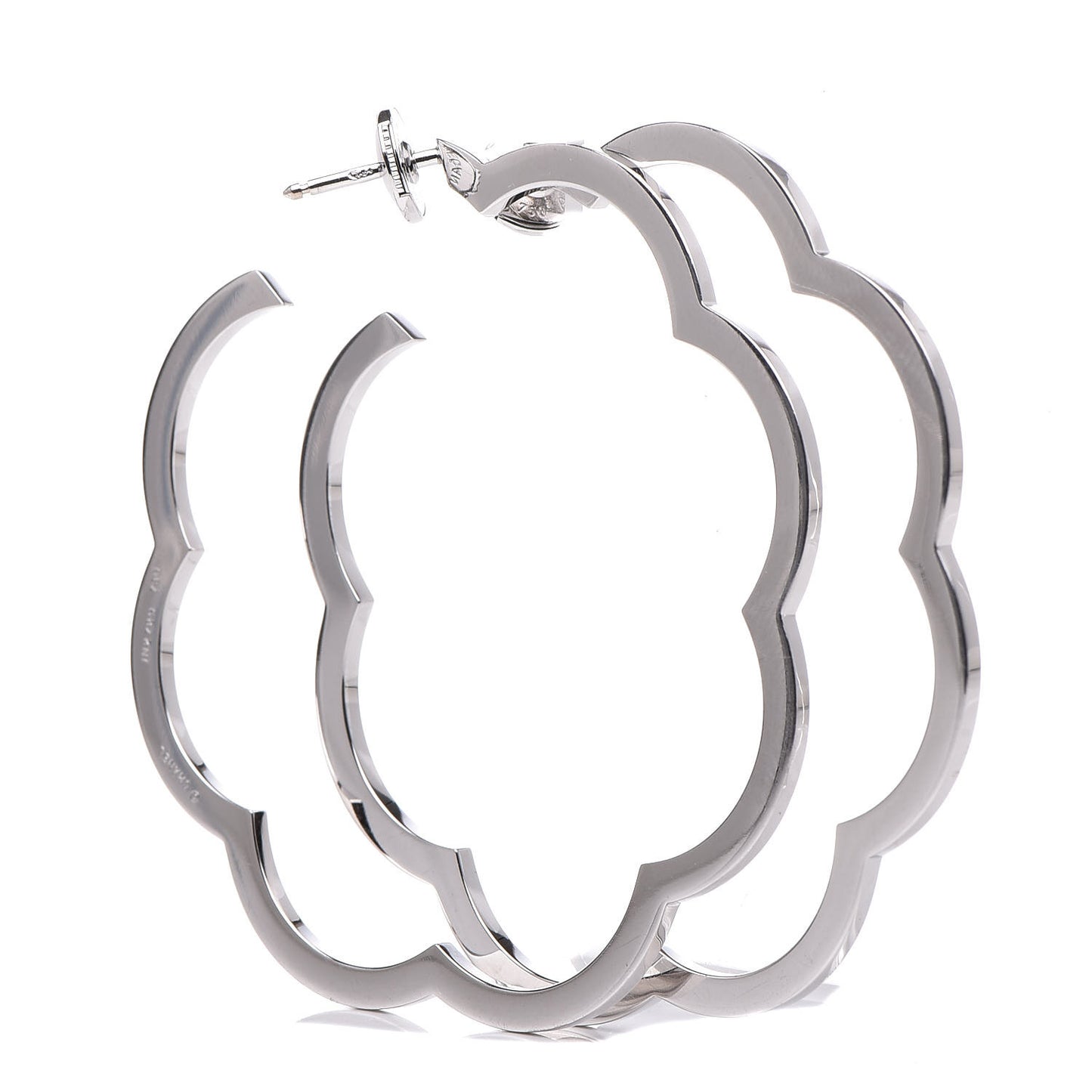 18K White Gold Large Profil de Camelia Hoop Earrings